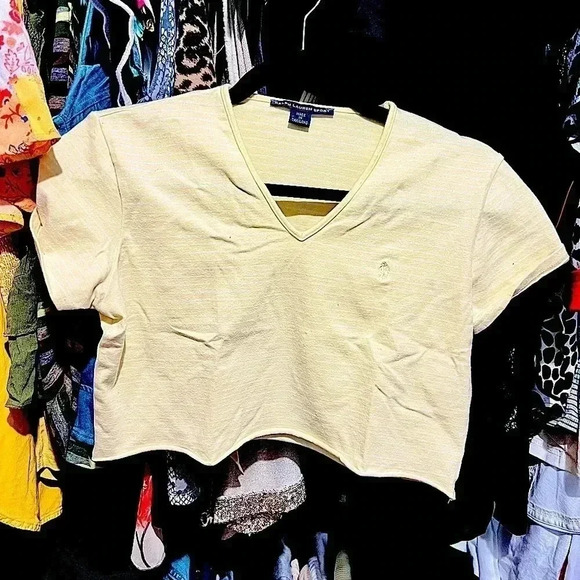 Yellow and White Stripe Polo Ralph Lauren Crop Top - Picture 4 of 6